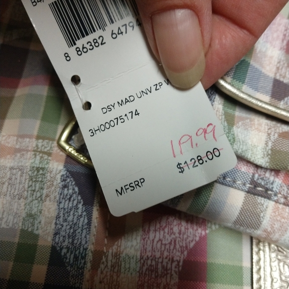 New Coach Poppy ‘Madras’ Plaid Signature C Canvas Tote & Billfold Set WoW!!!! - Picture 6 of 14